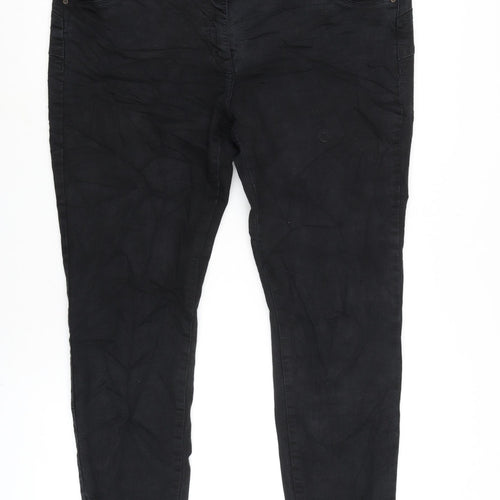 NEXT Womens Black Cotton Blend Straight Jeans Size 18 L27 in Regular Zip