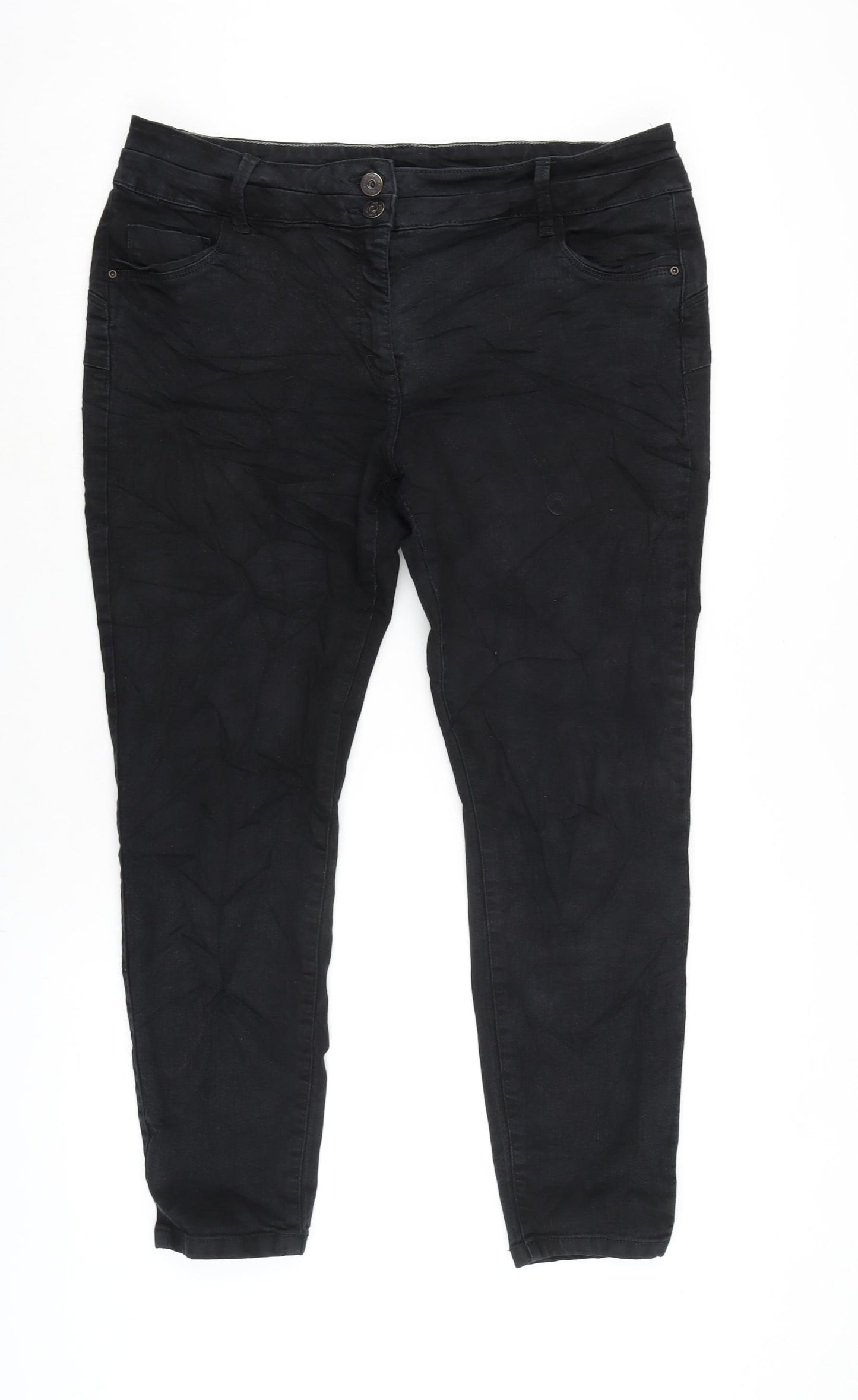 NEXT Womens Black Cotton Blend Straight Jeans Size 18 L27 in Regular Zip