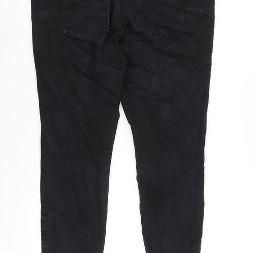 NEXT Womens Black Cotton Blend Straight Jeans Size 18 L27 in Regular Zip