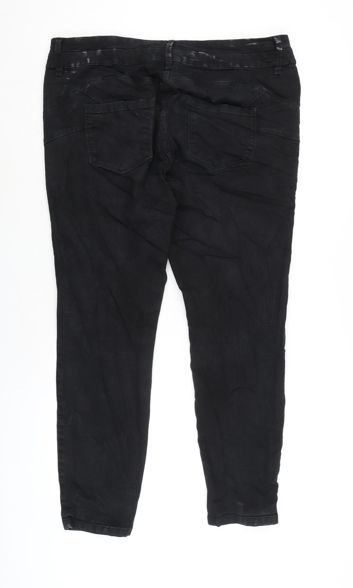 NEXT Womens Black Cotton Blend Straight Jeans Size 18 L27 in Regular Zip