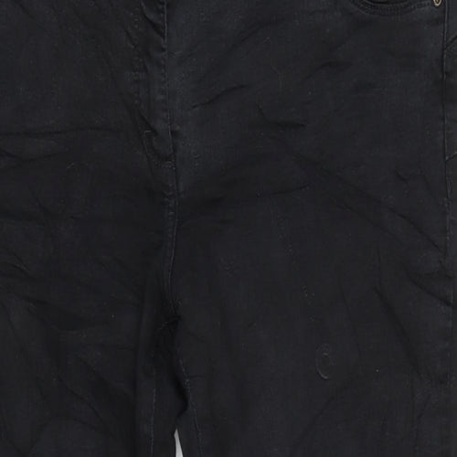 NEXT Womens Black Cotton Blend Straight Jeans Size 18 L27 in Regular Zip