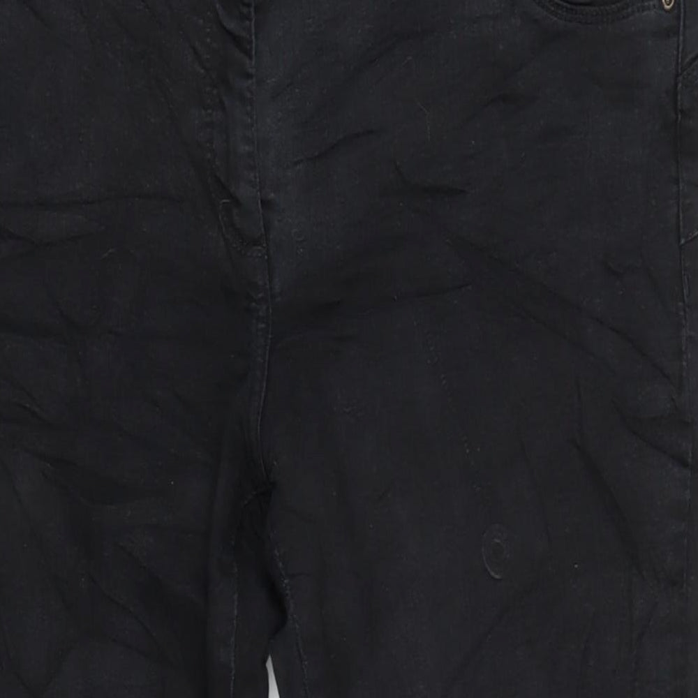 NEXT Womens Black Cotton Blend Straight Jeans Size 18 L27 in Regular Zip