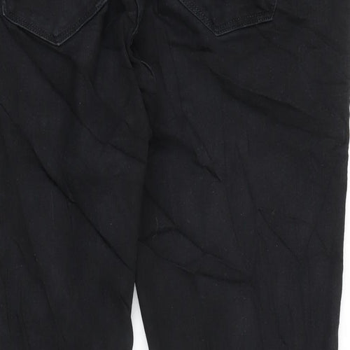 NEXT Womens Black Cotton Blend Straight Jeans Size 18 L27 in Regular Zip