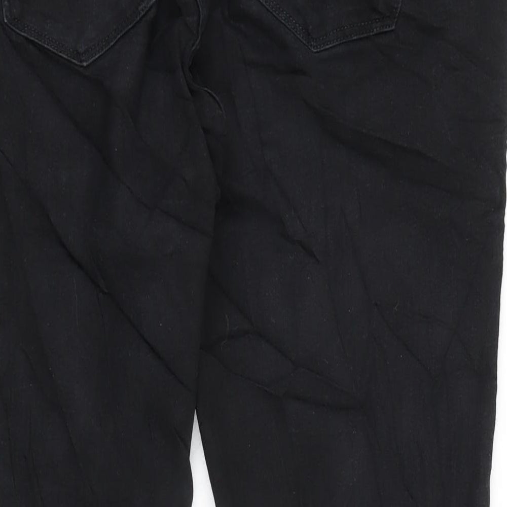 NEXT Womens Black Cotton Blend Straight Jeans Size 18 L27 in Regular Zip