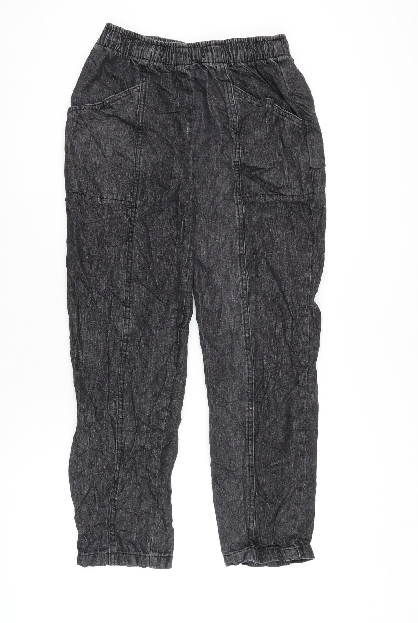 Amber Womens Grey Herringbone Cotton Straight Jeans Size 10 L24.5 in Regular