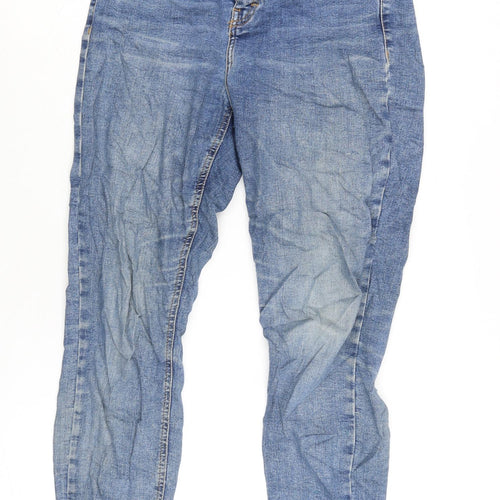 Topshop Womens Blue Cotton Blend Tapered Jeans Size 28 in L30 in Regular Zip