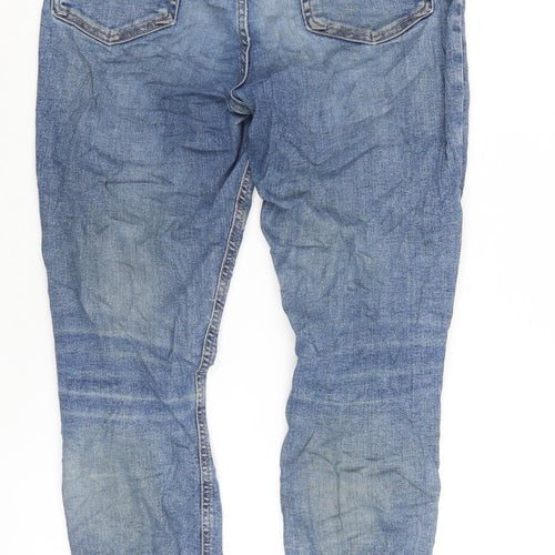 Topshop Womens Blue Cotton Blend Tapered Jeans Size 28 in L30 in Regular Zip