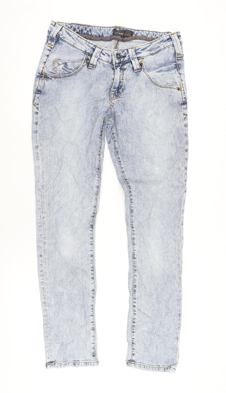 Lee Womens Blue Cotton Blend Straight Jeans Size 30 in L30 in Regular Tie