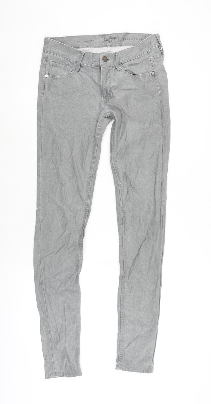 FC Womens Grey Cotton Blend Tapered Jeans Size 10 L31 in Regular Zip