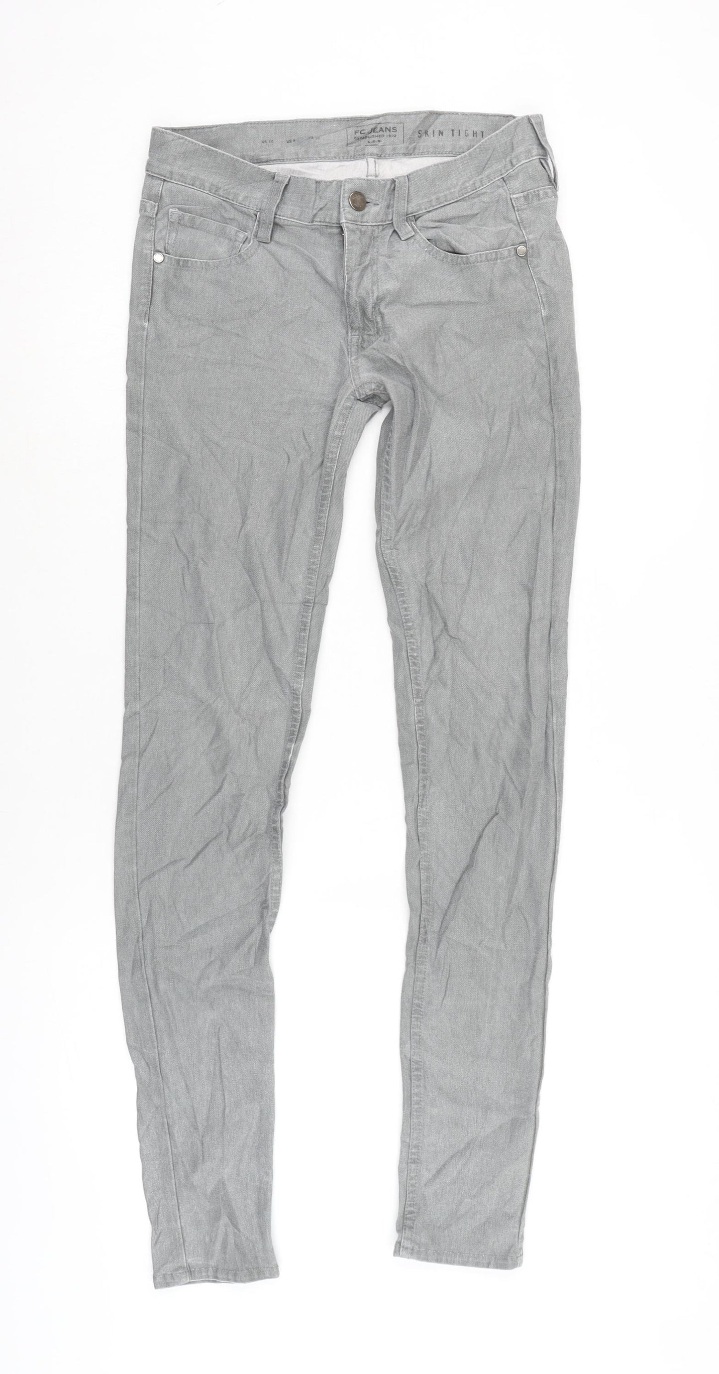 FC Womens Grey Cotton Blend Tapered Jeans Size 10 L31 in Regular Zip