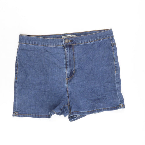 Denim & Co. Womens Blue Cotton Boyfriend Shorts Size 14 Regular Zip