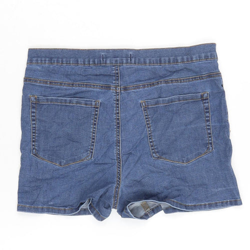 Denim & Co. Womens Blue Cotton Boyfriend Shorts Size 14 Regular Zip