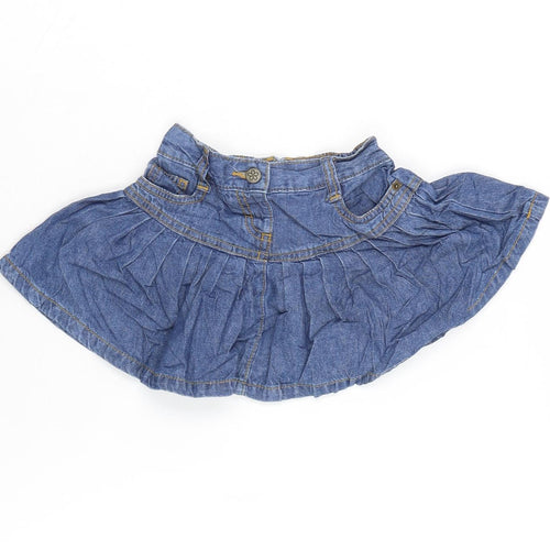 George Girls Blue Cotton Flare Skirt Size 18-24 Months Snap