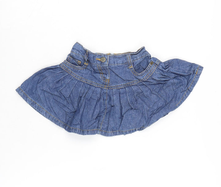 George Girls Blue Cotton Flare Skirt Size 18-24 Months Snap