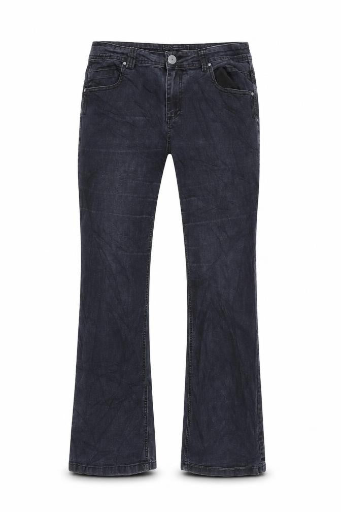 Marks and Spencer Womens Black Cotton Blend Bootcut Jeans Size 34 in L27 in Regular Zip