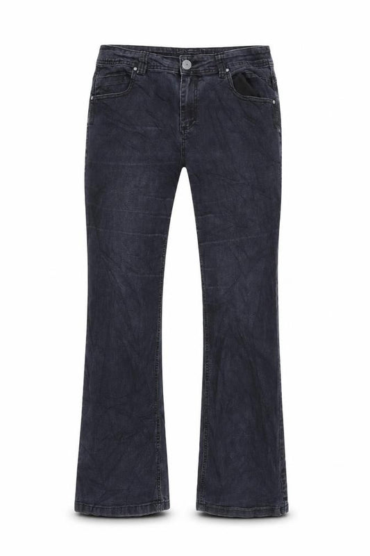 Front view of Marks & Spencer women’s black cotton blend bootcut jeans, size UK 34, in, 27-inch leg regular zip
