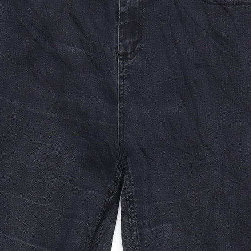 Marks and Spencer Womens Black Cotton Blend Bootcut Jeans Size 34 in L27 in Regular Zip