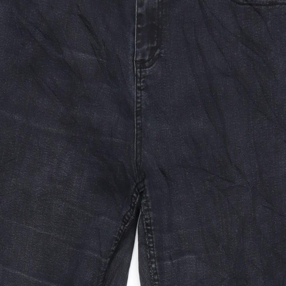 Marks and Spencer Womens Black Cotton Blend Bootcut Jeans Size 34 in L27 in Regular Zip