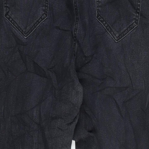 Marks and Spencer Womens Black Cotton Blend Bootcut Jeans Size 34 in L27 in Regular Zip