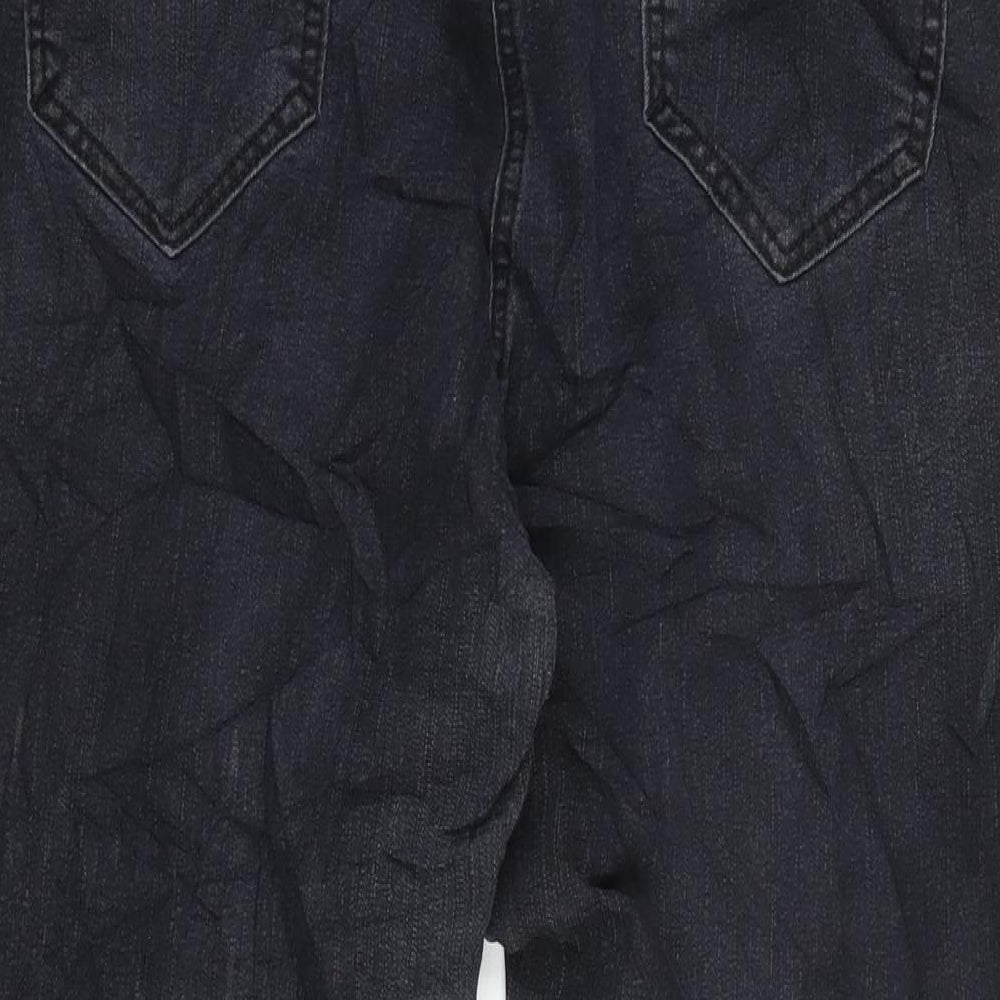 Marks and Spencer Womens Black Cotton Blend Bootcut Jeans Size 34 in L27 in Regular Zip