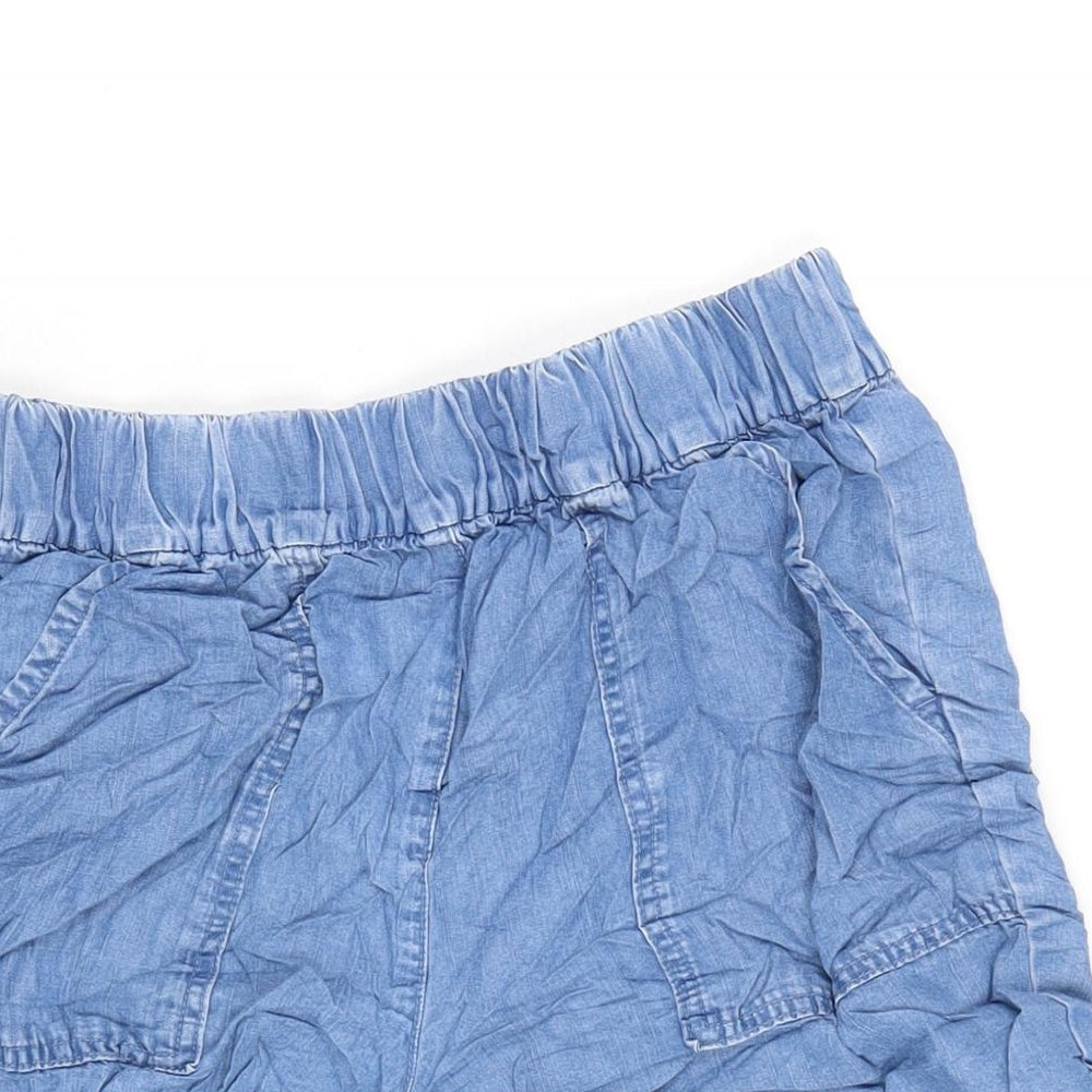 TU Womens Blue Cotton Basic Shorts Size 12 Regular