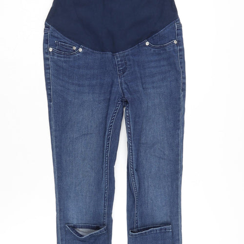 H&M Womens Blue Cotton Blend Mom Jeans Size S L29 in Regular