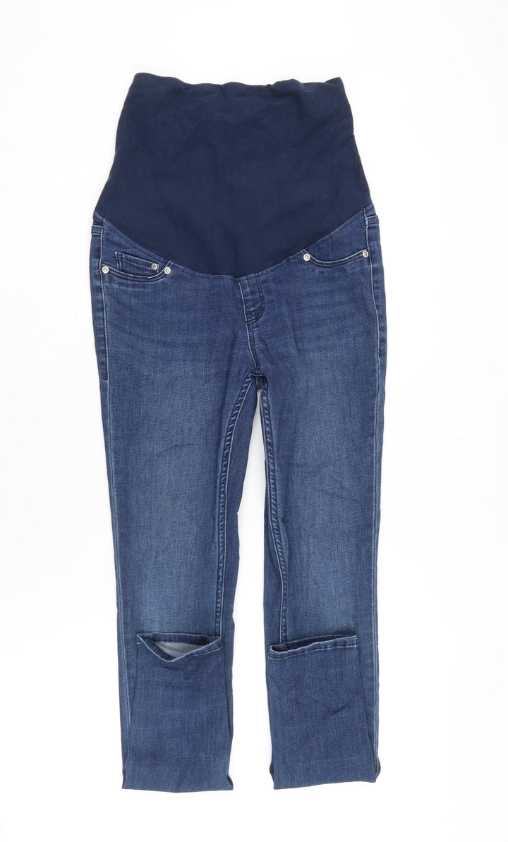 H&M Womens Blue Cotton Blend Mom Jeans Size S L29 in Regular