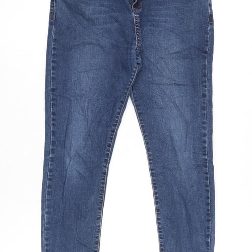 New Look Womens Blue Cotton Blend Skinny Jeans Size 12 L24.5 in Regular Zip