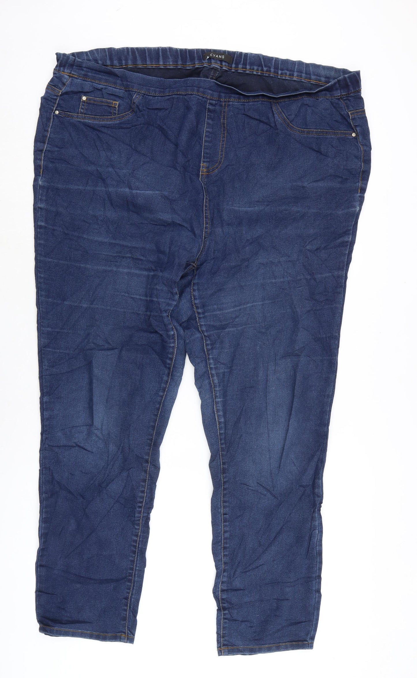 Evans Womens Blue Cotton Blend Jegging Jeans Size 22 L29 in Regular