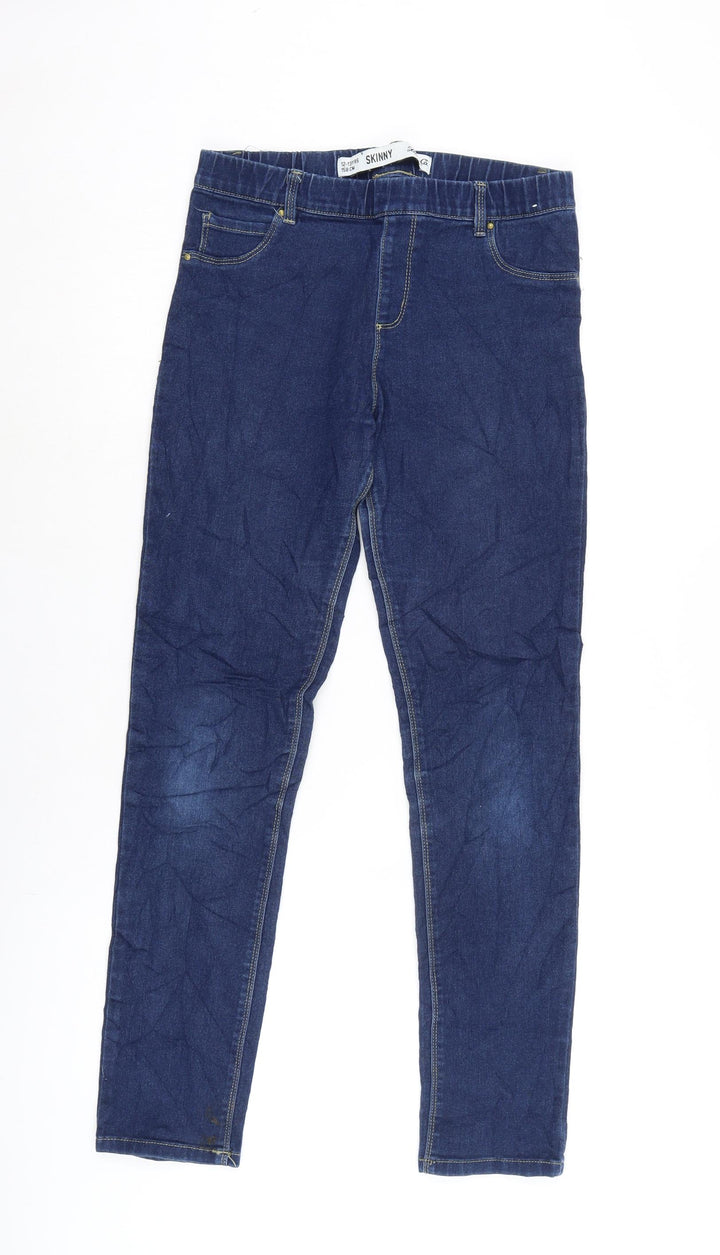 Denim & Co. Girls Blue Ikat Cotton Jegging Jeans Size 12-13 Years L27.5 in Regular