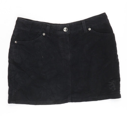 Pringle Womens Black Cotton Mini Skirt Size 10 Zip