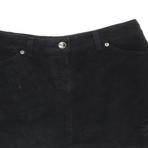 Pringle Womens Black Cotton Mini Skirt Size 10 Zip