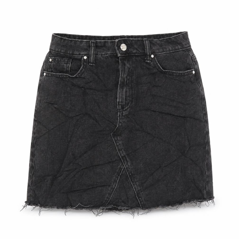 Denim & Co. Womens Grey Cotton A-Line Skirt Size 10 Zip