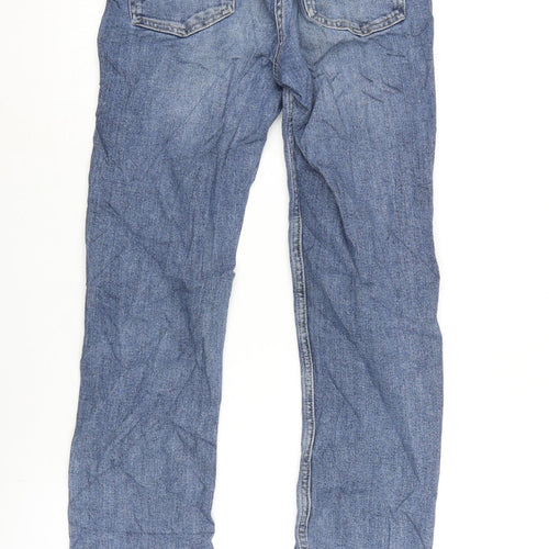 NEXT Womens Blue Cotton Blend Straight Jeans Size 8 L29 in Regular Zip
