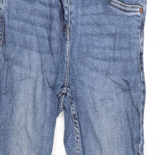 NEXT Womens Blue Cotton Blend Straight Jeans Size 8 L29 in Regular Zip