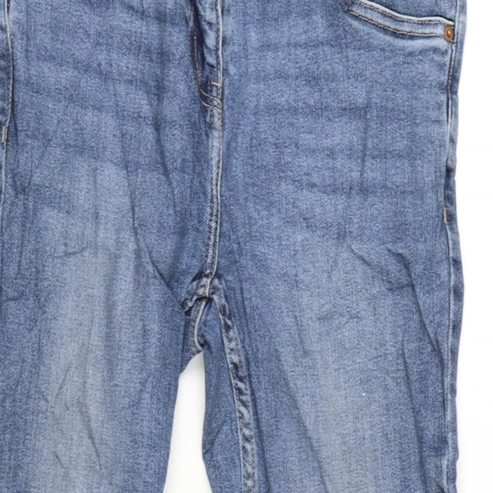 NEXT Womens Blue Cotton Blend Straight Jeans Size 8 L29 in Regular Zip