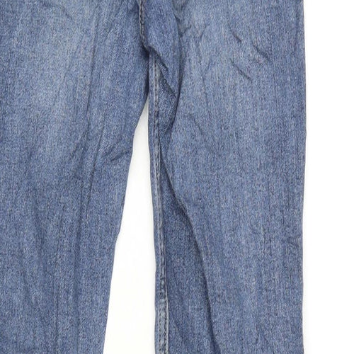 NEXT Womens Blue Cotton Blend Straight Jeans Size 8 L29 in Regular Zip