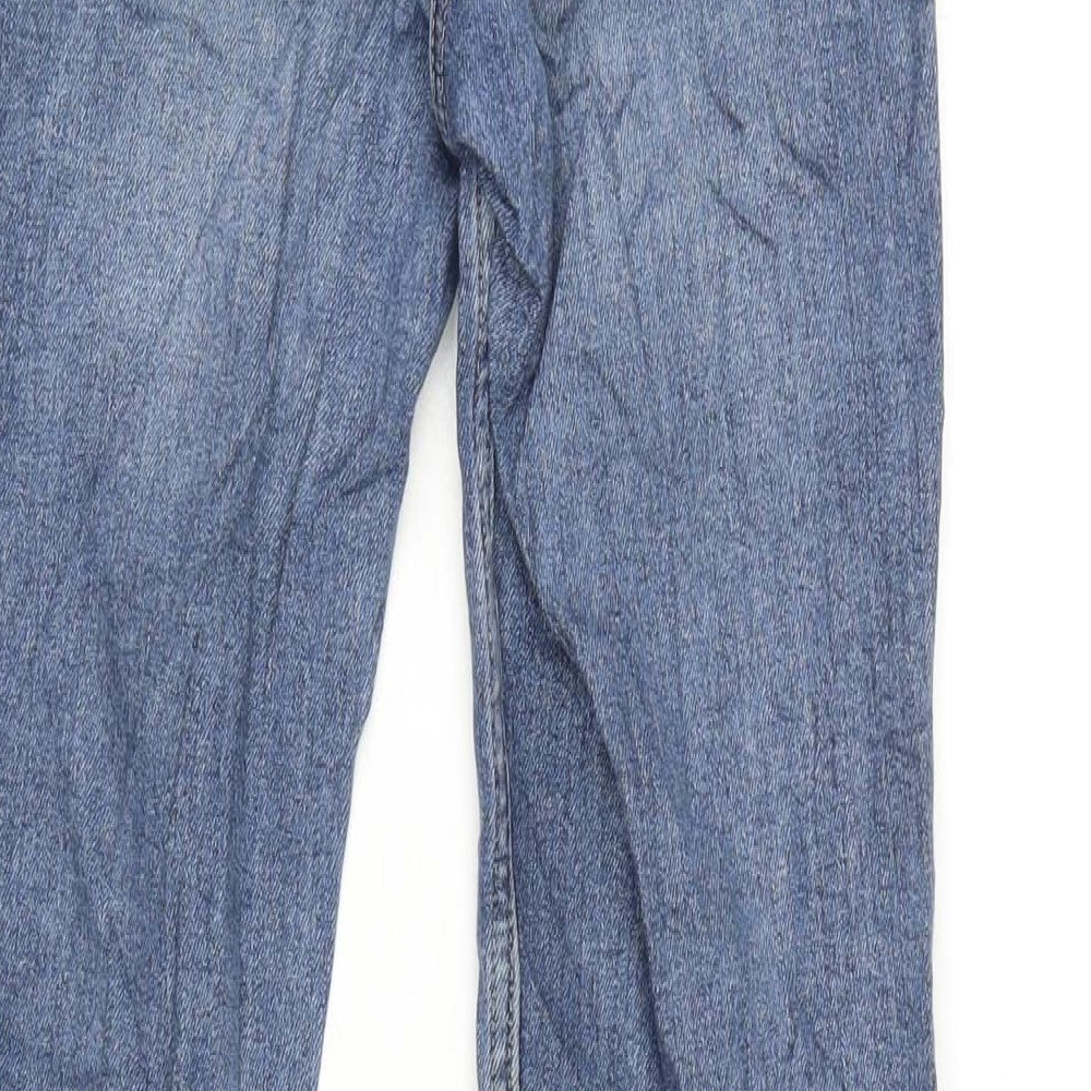 NEXT Womens Blue Cotton Blend Straight Jeans Size 8 L29 in Regular Zip
