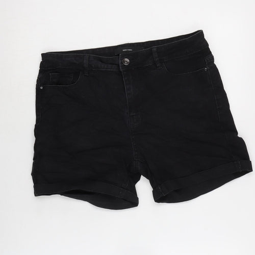 Vera Moda Womens Black Cotton Bermuda Shorts Size L Regular Zip