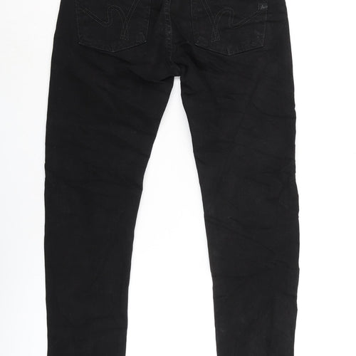 Jerome Denim Womens Black Cotton Blend Straight Jeans Size 28 in L28 in Regular Zip