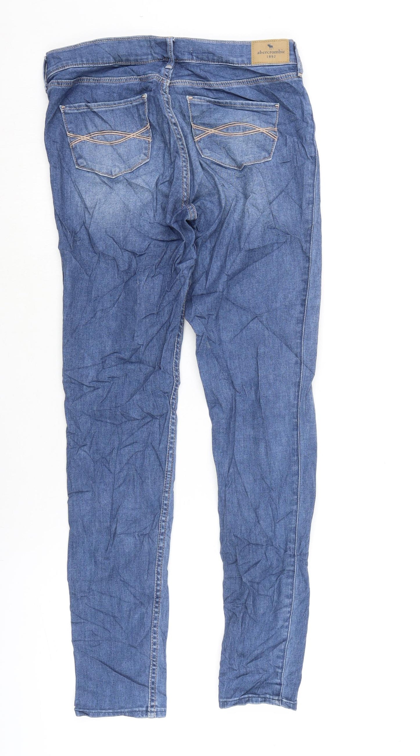 abercrombie kids Girls Blue Cotton Tapered Jeans Size 15-16 Years L27 in Regular Zip