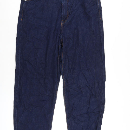 MNG Womens Blue Cotton Straight Jeans Size 12 L27 in Regular Zip