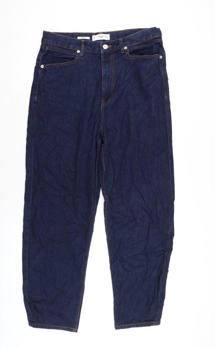 MNG Womens Blue Cotton Straight Jeans Size 12 L27 in Regular Zip