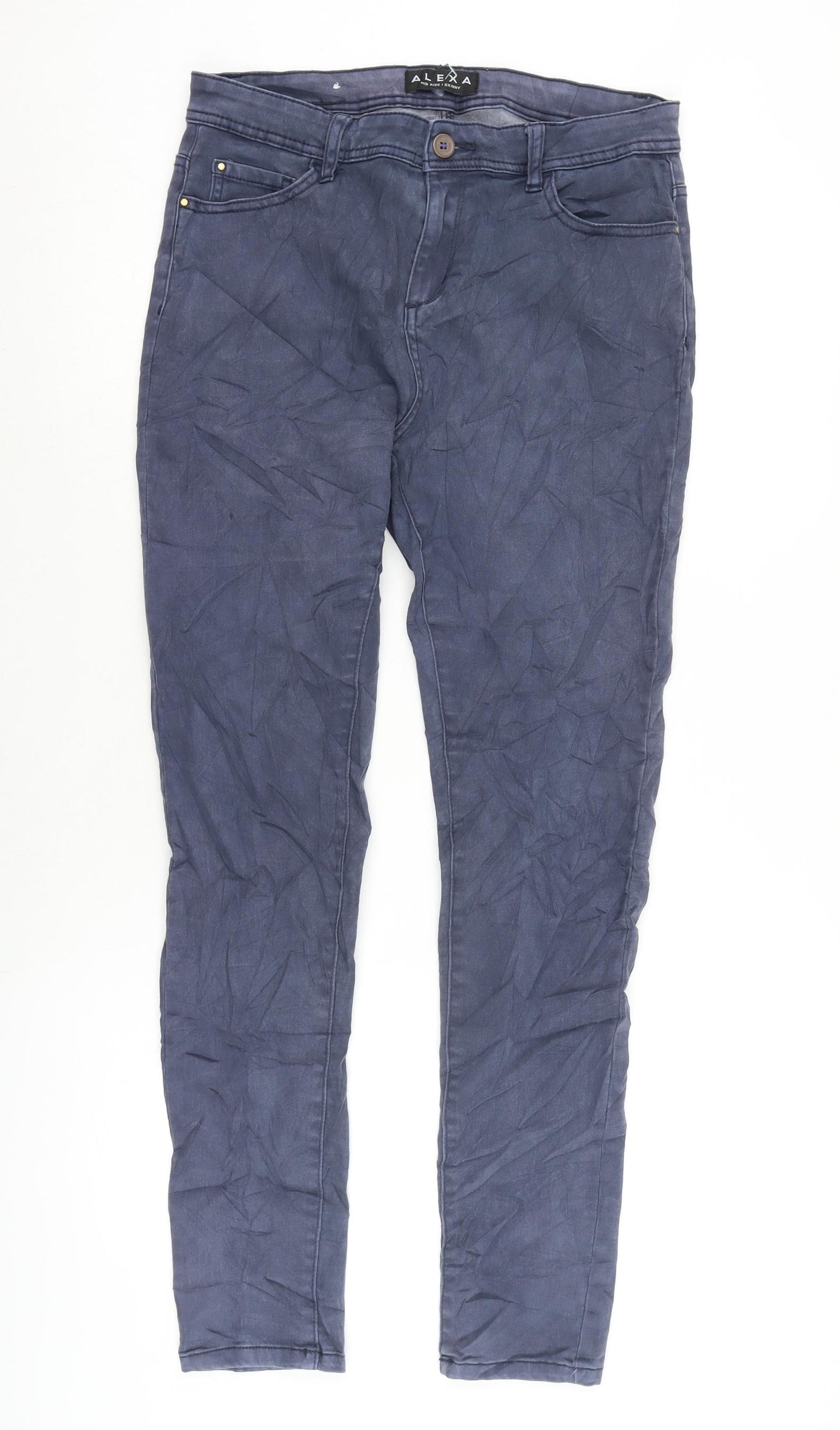 Peacocks Womens Blue Cotton Blend Straight Jeans Size 12 L28 in Regular Zip