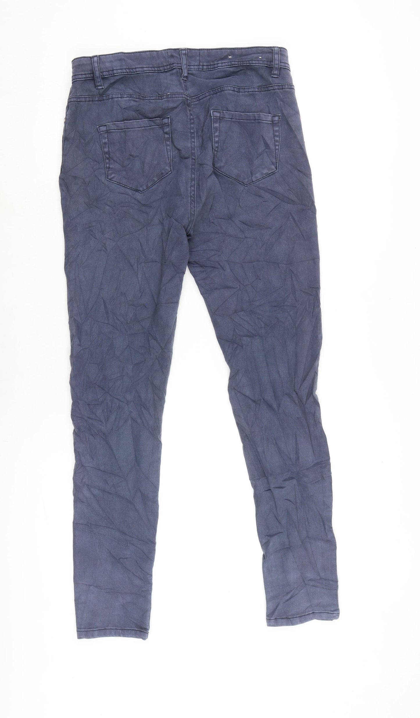 Peacocks Womens Blue Cotton Blend Straight Jeans Size 12 L28 in Regular Zip