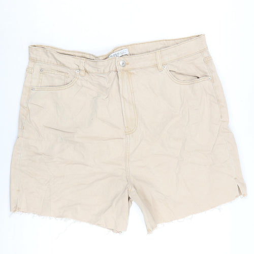 Denim & Co. Womens Beige Cotton Cut-Off Shorts Size 20 Regular Zip
