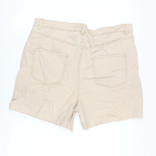 Denim & Co. Womens Beige Cotton Cut-Off Shorts Size 20 Regular Zip
