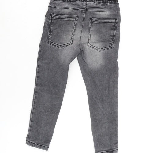TU Boys Grey Cotton Straight Jeans Size 4 Years Regular Tie - Inside Leg 15in