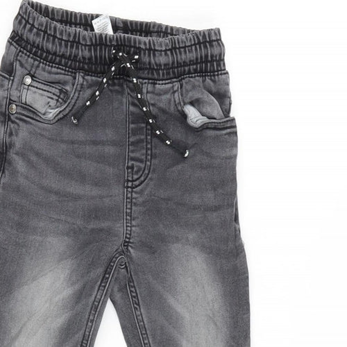 TU Boys Grey Cotton Straight Jeans Size 4 Years Regular Tie - Inside Leg 15in
