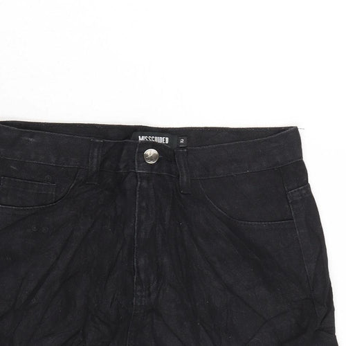 Missguided Womens Black Cotton Cut-Off Shorts Size 10 Regular Zip - Distressed